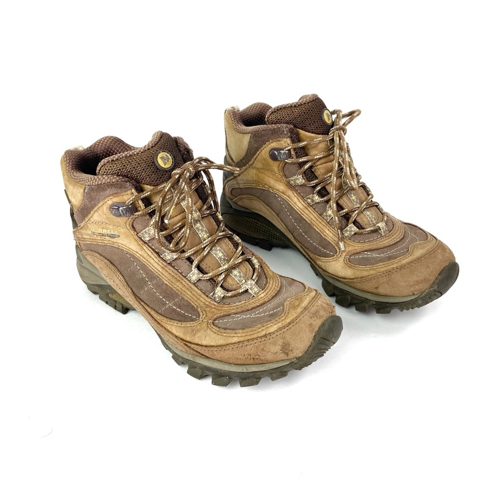MERRELL Womens Siren Waterproof Mid Hiking Boot Leather Suede Brown 7.5